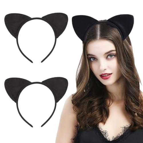 2er-Pack Katzenohr-Stirnbänder, schwarze Katzenohr-Stirnbänder für Frauen, süße Katzenohr-Stirnbänder, Katzenohr-Haarbänder, Haar-Accessoires für Mädchen, Kostümparty-Dekorationen von GUVYATI