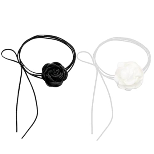 2er-Pack Stoffblumen-Chokers, elegante Rosen-Chokers, Gothic-Blumen-Chokers für Frauen und Mädchen, perfekte Accessoires für Partys, Hochzeiten und den täglichen Gebrauch von GUVYATI