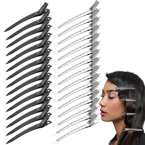 30 Stück Entenschnabel-Haarspangen, Haarspangen aus Metall, Lockenwickler mit Doppelzinken, Metall-Krokodilklemmen für Haarverlängerungen, Locken, DIY-Haarschmuck für Frauen und Mädchen, Haarspangen von GUVYATI