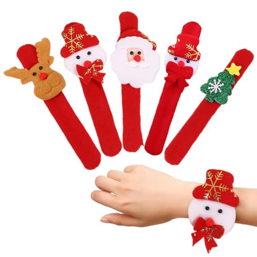 5-Pack Weihnachten Slap Armbänder Slap Bands Spielzeug Weihnachtsmann Schneemann Rentier Bär Slap Armband für Weihnachtsfeier Gefälligkeiten Weihnachten Schnapparmband Weihnachten Snap von GUVYATI