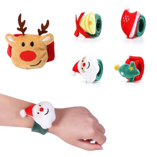 5er-Pack Weihnachts-Slap-Armbänder, Weihnachts-Slap-Band-Partyspielzeuggeschenke mit Weihnachtsmann, Schneemann, Rentier, süßer Stil, geeignet für den Austausch von Geschenken oder Weihnachtsgeschenke von GUVYATI