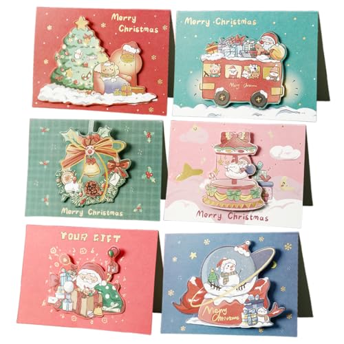6 Stück Weihnachtskarten mit Umschlag Set Klappkarten Weihnachtskarten Set Christmas Cards für Familie, Freunde,Weihnachtskarten mit Umschlag Set - A6 Klappkarten Weihnachtsgrußkarten 6 Stück Weihnachtskarten mit Umschlag Set Klappkarten Weihnachtskarten Set Christmas Cards für Familie, Freunde,Weihnachtskarten mit Umschlag Set - A6 Klappkarten Weihnachtsgrußkarten von GUVYATI
