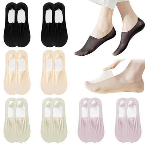 8 Paar Damen Söckchen Ultra Invisible Socken, Damen Unsichtbare Anti-Rutsch Eisseidensocken mit Anti-Rutsch Silikon, Ballettsocken für Loafer Flache Schuhe, Unsichtbare Dünne Socken von GUVYATI