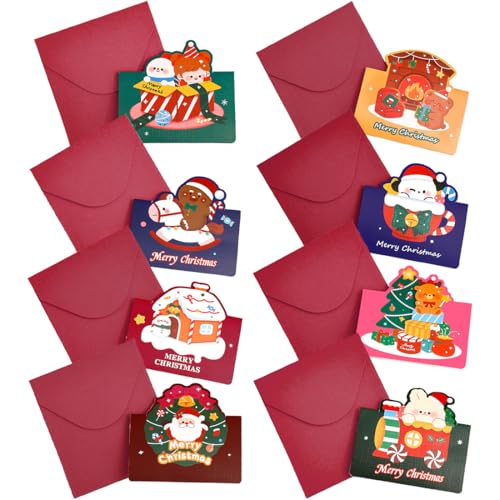 8 Stück Weihnachtskarten mit Umschlag Set Klappkarten Weihnachtskarten Set Christmas Cards für Familie, Freunde，Weihnachtskarten mit Umschlag Set - A6 Klappkarten Weihnachtsgrußkarten von GUVYATI
