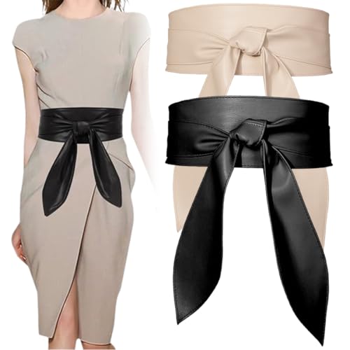 2er-Pack Trachtengürtel, Modische breite Gürtel mit Schleifen-Design, Elegante Damengürtel, PU-Leder-Gürtel, Hochzeits-Brautjungferngürtel von GUVYATI