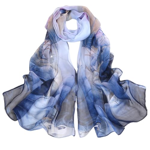 Luxuriöser Seidenschal für Damen mit zarten Blumenmustern aus Chiffon, vielseitiges Design, das als Schal, Halstuch oder dekorative Halskette verwendet werden kann von GUVYATI