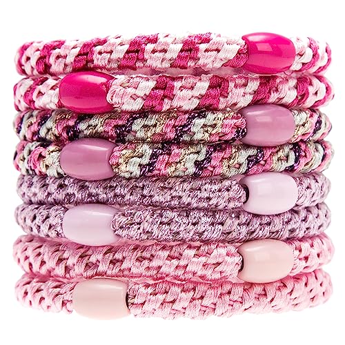 GYGYL 8Pcs Mixed Color Hair Ties for Women Girls, Elastics Hair Bands Ponytail Holders for Thick Hair, No Damage No Crease Hair Elastics(Style 17) von GUYI