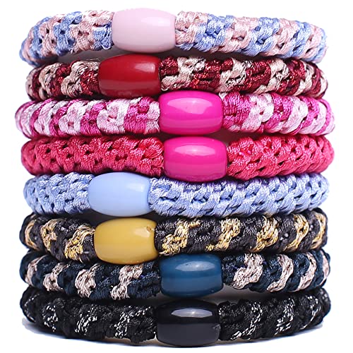 GYGYL 8Pcs Mixed Color Hair Ties for Women Girls, Elastics Hair Bands Ponytail Holders for Thick Hair, No Damage No Crease Hair Elastics(Style 3) von GUYI
