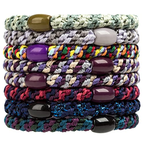 GYGYL 8Pcs Mixed Color Hair Ties for Women Girls, Elastics Hair Bands Ponytail Holders for Thick Hair, No Damage No Crease Hair Elastics(Style 9) von GUYI