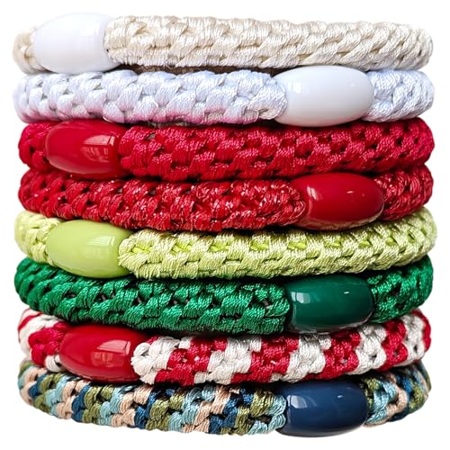 GYGYL 8Pcs Mixed Color Hair Ties for Women Girls, Elastics Hair Bands Ponytail Holders for Thick Hair, No Damage No Crease Hair Elastics- Christmas Style 4 GYGYL 8Pcs Mixed Color Hair Ties for Women Girls, Elastics Hair Bands Ponytail Holders for Thick Hair, No Damage No Crease Hair Elastics- Christmas Style 4 von GUYI