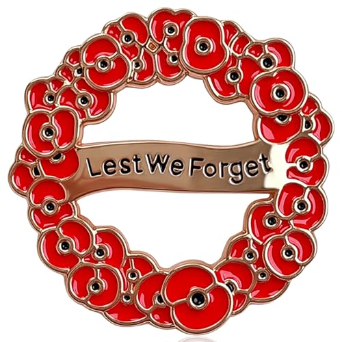 GYGYL VJ Day 80th Anniversary Pin Badge, Red Poppy Badge, Emaille Poppy Pin Badge, Lest We Forget Remembrance Day Badges for Women and Men von GUYI
