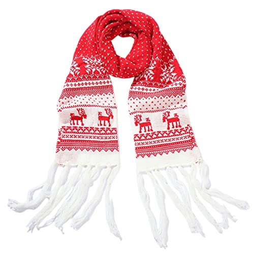 GUYIRT Weihnachtsschal mit Langer Quaste, Winter Gestrickt Schals, Rentier Schneeflockenmuster Schals, Decke Schal Weiche Schal Wickel Schals für Frauen und Mädchen Weihnachten-rot-190 x 17 cm GUYIRT Weihnachtsschal mit Langer Quaste, Winter Gestrickt Schals, Rentier Schneeflockenmuster Schals, Decke Schal Weiche Schal Wickel Schals für Frauen und Mädchen Weihnachten-rot-190 x 17 cm von GUYIRT