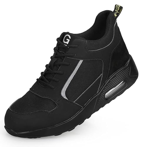 Herren-Sicherheitsschuhe, Stiefel, Stahlkappe, Arbeitstrainer, Sneaker, leicht, wasserabweisend, atmungsaktiv, Schutzschuhe, Schwarz , 45 EU Herren-Sicherheitsschuhe, Stiefel, Stahlkappe, Arbeitstrainer, Sneaker, leicht, wasserabweisend, atmungsaktiv, Schutzschuhe, Schwarz , 45 EU von GUYISA