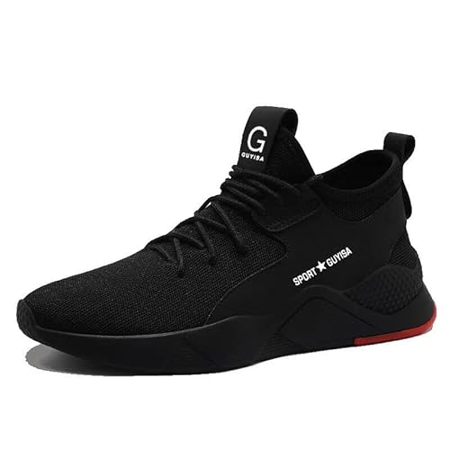 Sicherheitsschuhe für Herren, Stahlkappe, Arbeitsschuhe, Sneaker, leicht, rutschfest, atmungsaktiv, Schutzstiefel, Schwarz 091, 38 EU Sicherheitsschuhe für Herren, Stahlkappe, Arbeitsschuhe, Sneaker, leicht, rutschfest, atmungsaktiv, Schutzstiefel, Schwarz 091, 38 EU von GUYISA