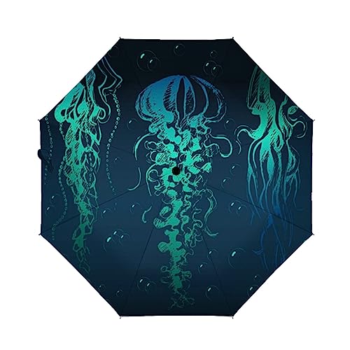 GUYOS - Reise-Regenschirm, winddicht, faltbar, kompakt, UV-beständig, robust und tragbar, windfest, für Männer und Frauen und Familie, Mehrfarbig5, External printing 38.5“L x 15.7”W von GUYOS