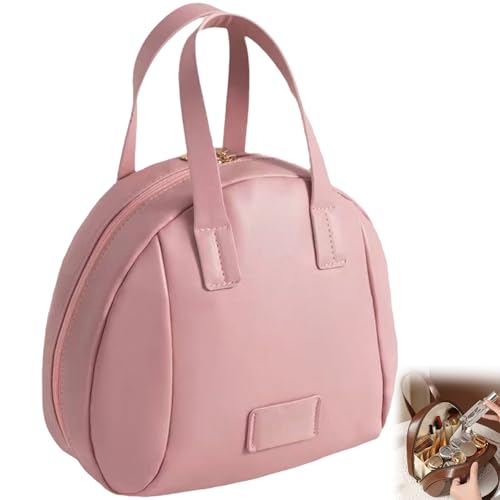 Mehrschichtige Kosmetiktaschen in Muschelform, große Kapazität, tragbare Reise-Make-up-Tasche, muschelförmige Tragetasche, Kulturbeutel-Organizer (Pink) von GVCXCSGE