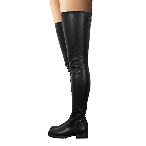 GVGV Damen Hohe Stiefel Schuhe Langschaft Mode Overknee Stiefel Stiletto High Heels Lang Boots Langschaft Stiefel Schlupfstiefel Sockenstiefel Winterschuhe Ankle Boots, Schwarz, 40 EU von GVGV