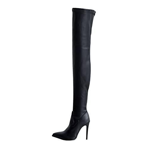 GVGV Damen Stiefel Hohe Schuhe Langschaft Overknee Stiletto High Heels Lang Boots sexy Party Herbst Winter Stiefelette Knöchel Ankle Schwarz 26 45 EU von GVGV