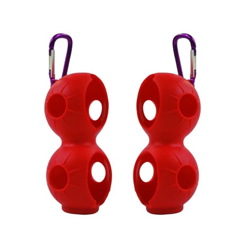 GVRGO Golfball-Halter, tragbare Aufbewahrung für 2 Golfbälle, Outdoor-Golftasche, Zubehör, Gürtel, Schlüsselanhänger, Geschenke für Männer, Frauen und Kinder, Rot, 2 Stück von GVRGO