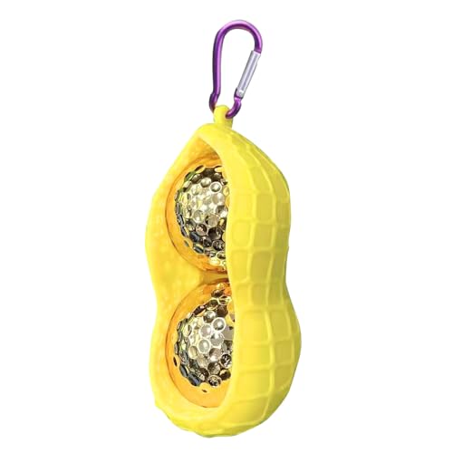 GVRGO Golfball-Halter, tragbare Aufbewahrung für 2 Golfbälle, Outdoor-Golftasche, Zubehör, Gürtel, Schlüsselanhänger, lustige Geschenke für Männer, Frauen und Kinder, Gelb von GVRGO