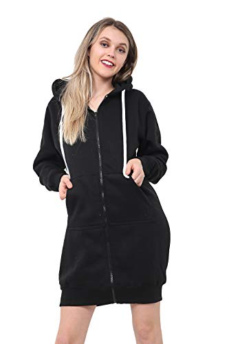 GW CLASSY OUTFIT Langer Damen-Kapuzenpullover mit Reißverschluss, lange Ärmel, Fleece, Longline, Freizeitjacke, Kapuzenmantel mit Taschen, Schwarz lang, 24-26 GW CLASSY OUTFIT Langer Damen-Kapuzenpullover mit Reißverschluss, lange Ärmel, Fleece, Longline, Freizeitjacke, Kapuzenmantel mit Taschen, Schwarz lang, 24-26 von GW CLASSY OUTFIT