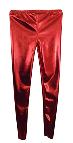 Metallic-glänzende Leggings ohne Fuß für Mädchen und Damen Gr. 5-6 Jahre, rot von GW Fashions