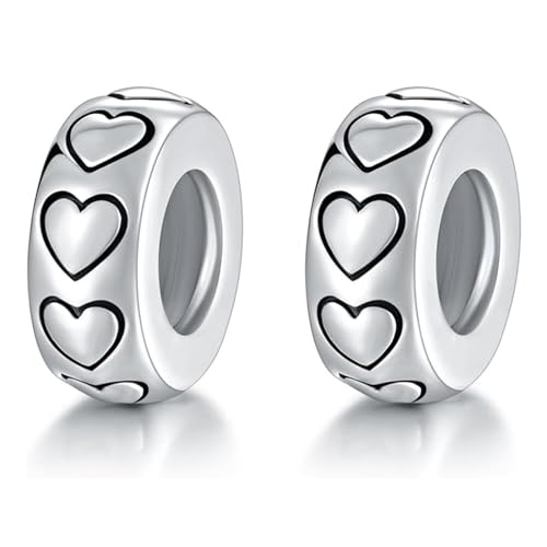 GW 2PCS 925 Sterling Silber Gummi Spacer Stopper Bead Charm für Armbänder von GW