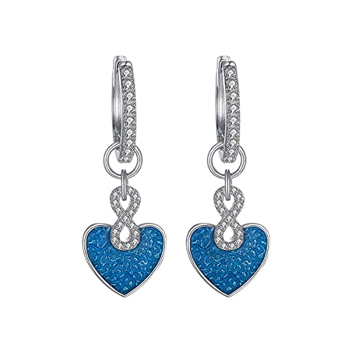 Blau Exquisite Damen Ohrstecker 925 Sterling Silber Damenohrringe Hängeohrringe Zirkonia Perlen Damenschmuck (Blau-Herz) von GW