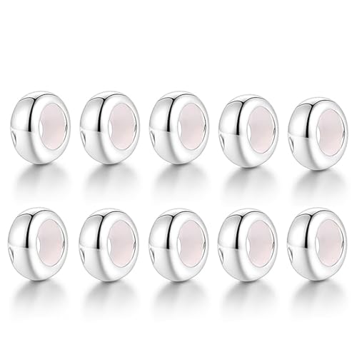 GW Charms Stopper 925 Sterling Silber für Armband mit Gummi Stopper Charms für Bead Charm Armband Anhänger Spacer (10x Silber) von GW