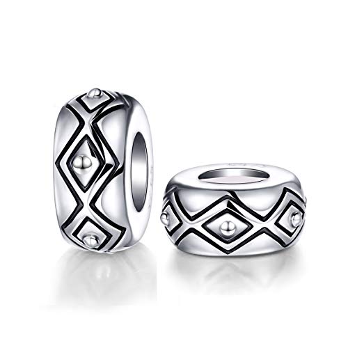 GW 2PCS 925 Sterling Silber Gummi Spacer Perlen Stopper Bead Charm für Damen Armbänder Europäisches Armband DIY (Silber-003) von GW