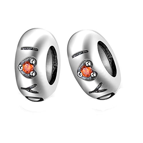 GW 2PCS 925 Sterling Silber Gummi Spacer Stopper Bead Charm für Armbänder (Spacer Perle) von GW