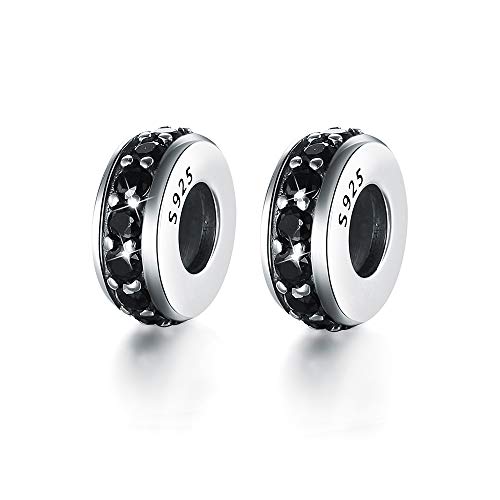 GW 2pcs S925 Silber Spacer Stopper Bead Charm für Armbänder europäische ArmKette (Schwaz) von GW