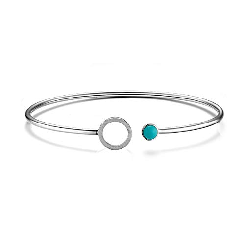 GW Armband Mädchen 925 Sterling Silber Armreif mit Türkis für Frauen Mädchen Schlichtes Design Damen Armband (Silber) von GW