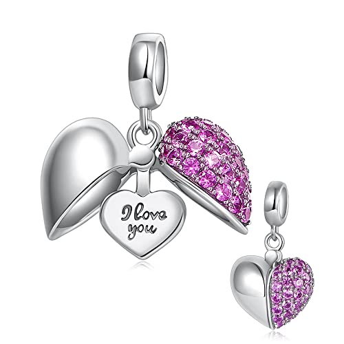 GW Charm Armbänder 925 Sterling Silber Herz Bead Perlen Kristall für Damenarmband Armbänder Halskette für Damen Frau Mädchen Mutter Mama von GW