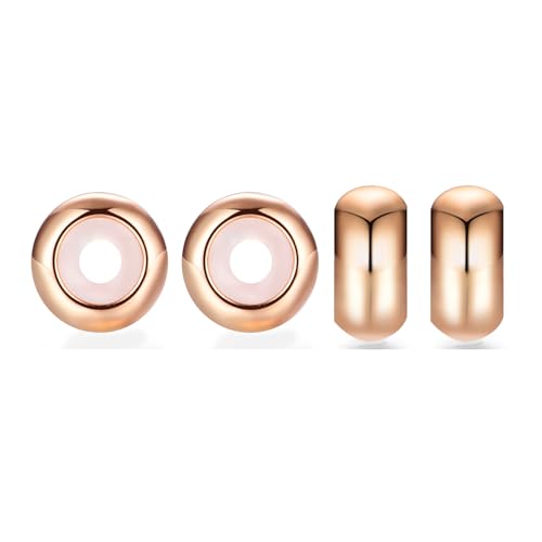GW Charms Stopper 925 Sterling Silber für Armband mit Gummi Clip Stopper Charms für Bead Charm Armband Anhänger Spacer (4x Rosegold) von GW