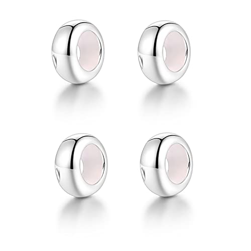 GW Charms Stopper 925 Sterling Silber für Armband mit Gummi Stopper Charms für Bead Charm Armband Anhänger Spacer (4X Silber) von GW