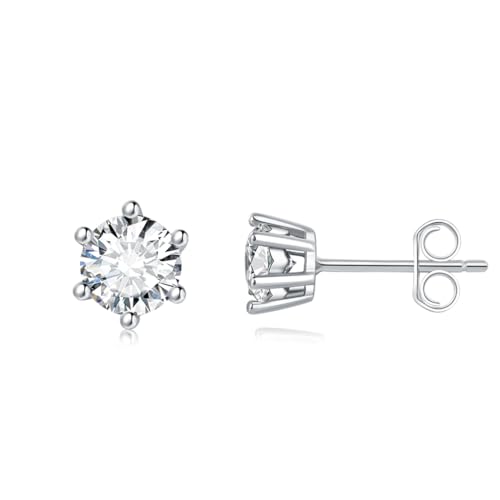 GW Moissanite Ohrringe Silber 925 18K Vergoldetes Damen Ohrstecker Silber 925 mit Moissanite Schmuck Geschenke für Frauen Geburtstag von GW