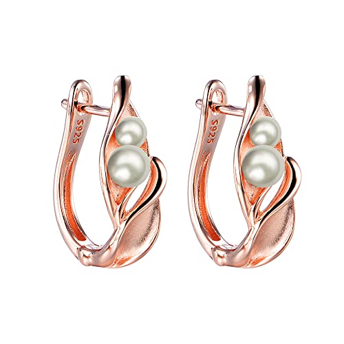 GW Ohrringe Damen Silber 925 Ohrstecker Damenohrringe Damenschmuck Frauen (Gold-Perlen) von GW