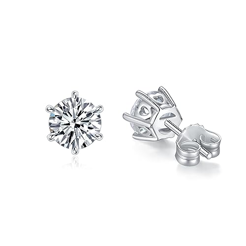 GW Ohrringe Silber 925 Ohrstecker Silber Damen mit Zirkonia Kristalle Strass Damenohrringe Damenschmuck Geschenke für Frauen (Weiss) von GW