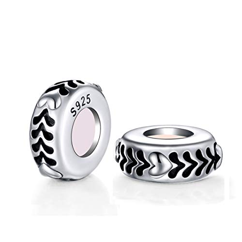 Globalwin Jewellery 2PCS 925 Sterling Silber Gummi Spacer Stopper Bead Charm für Damen Armbänder DIY (Silber-001) von GW