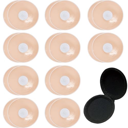 GWAWG 10 Paar Silikon-Nippelabdeckungen, Nippelabdeckungen für Frauen, unsichtbare Selbstklebende Nippelpads, Brustblüten mit Reiseetui von GWAWG