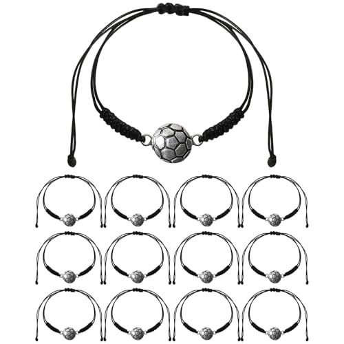 GWAWG 12 Stück Fußball Armband für Kinder Verstellbares Gewebte Sport Armbänder Freundschaftsarmband Verstellbares Schnur für Teenager Erwachsene Fußball Mitgebsel Schulanfang Geschenke Party von GWAWG