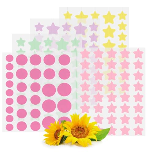 GWAWG 185 Stück Pickel Patch Sterne und Runde Pimple Patches mit Teebaumöl + Salicylsäure + Centella für Akneflecken Pickel Whiteheads Pickel Grün Gelb Rosa von GWAWG