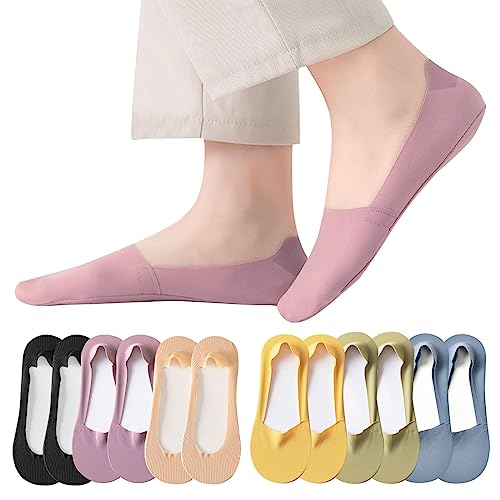 GWAWG 6 Paar Sneakers Socken Sportsocken Damen Herren Füßlinge No Show Baumwolle Unsichtbare Socken mit Rutschfest Silikon Schwarz Nude Grau 36-39 40-43 von GWAWG