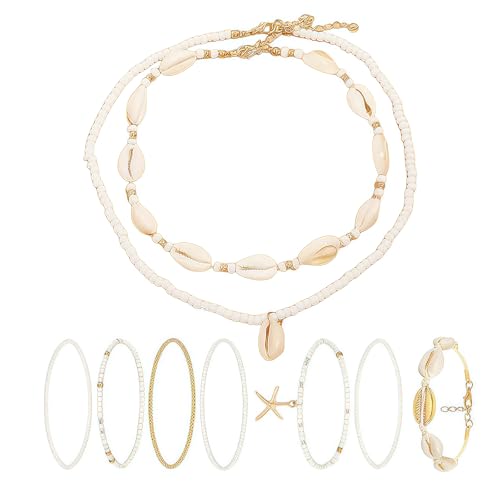 GWAWG Boho Muschelkette Damen, Meerjungfrau Halskette für Strand, Urlaub & Sommer – Trendy Muschelschmuck im Coastal Style – Perfekte Accessoires für Frauen von GWAWG