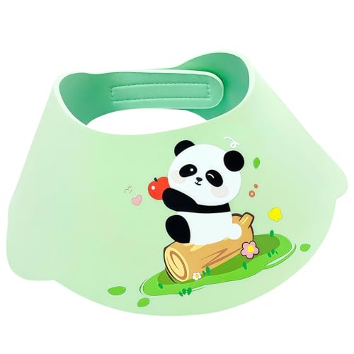 GWAWG Duschhaube Kinder Verstellbare Baby Duschkappe aus EVA Haare Waschen Kinderschutz Gesichtsschutz Augenschutz Ohrenschutz für Babys Kleinkinder Kinderdusche Haarwaschhilfe Kinder (Grüner Panda) von GWAWG