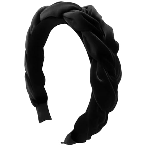 GWAWG Geflochtener Trachten Haarreifen Damen Geflochten fürs Dirndl Samt Stirnband Haarreif Haarschmuck Dirndl Samt Oktoberfest Accessoires Burgunderrot (Schwarz, Eine Größe) von GWAWG