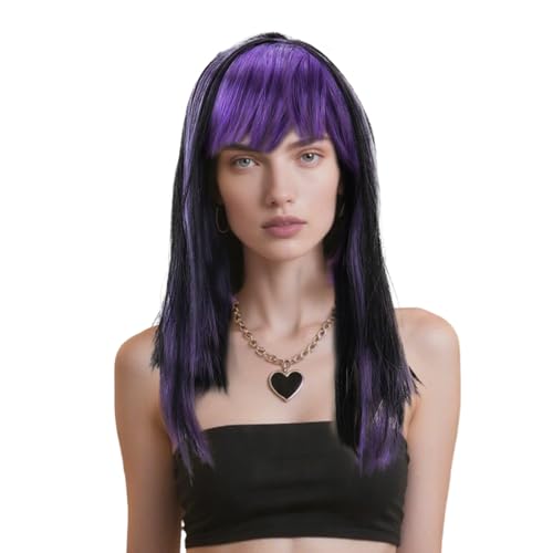 GWAWG Glamour Witch Perücke Damen Schwarz und Lila Hexe Perücke Hexe Dress Up Perücken Damen Glamour Perücken Verkleidung Erwachsene Dress Up Perücken von GWAWG