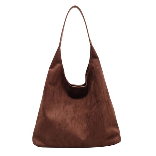 GWAWG Große Wildleder Tote Bag Damen Handtasche Shopper Schultertasche Hobo Bag Vegan Leder Slouchy Beuteltasche Uni Henkeltasche Shoulder Bag für Damen aus veganem Leder von GWAWG