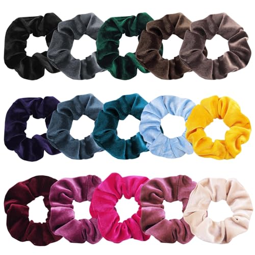 GWAWG Haargummis Scrunchies für Damen,15 Stück Premium Samt Haargummis Große Haargummis Weiche Seile Pferdeschwanzhalter Haarschmuck für Mädchen Frauen von GWAWG